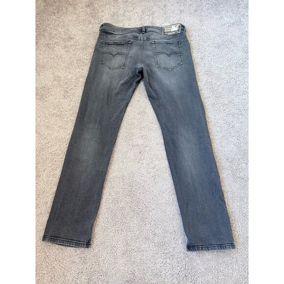 Diesel Jeans Mens Size 34x32 Black Denim Straight Slim Zip Fly Stretch Hipster - Picture 7 of 11